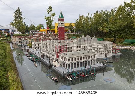GUNZBURG GERMANY - AUG 18 2016: Mini Venice at the Legoland Deutschland theme park in Gunzburg Germany