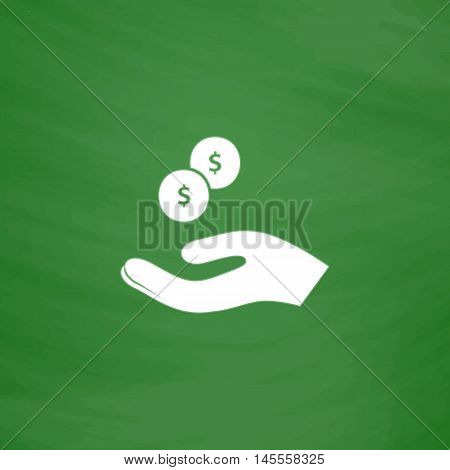 beggar Simple vector button. Imitation draw icon with white chalk on blackboard. Flat Pictogram
