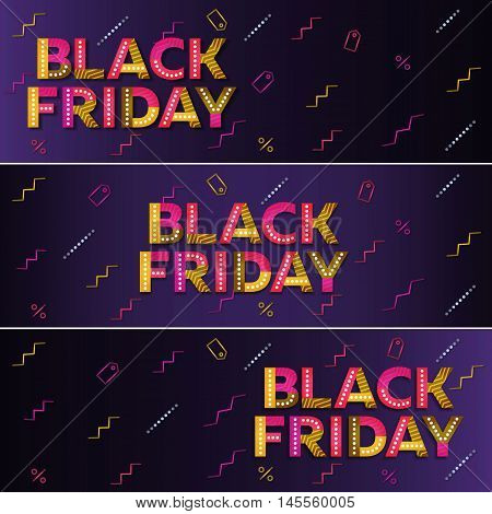 Black friday sale. Dark blue web banner. The original inscription. Advertising. Poster Sale. Vector illustration