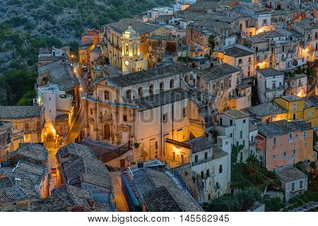 A part of Ragusa Ibla in Sicily at night