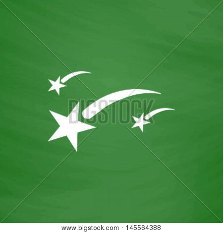 Stars Simple vector button. Imitation draw icon with white chalk on blackboard. Flat Pictogram and School board background. Illustration symbol