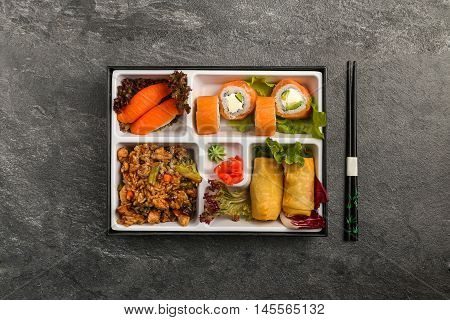 Bento box set, traditional Japanese food set for lunch
