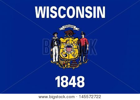 Flag of Wisconsin in the north-central United States. 3D illustration
