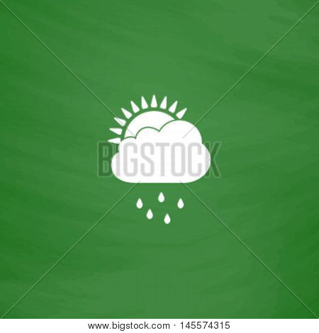 raindrops Simple vector button. Imitation draw icon with white chalk on blackboard. Flat Pictogram and School board background. Illustration symbol