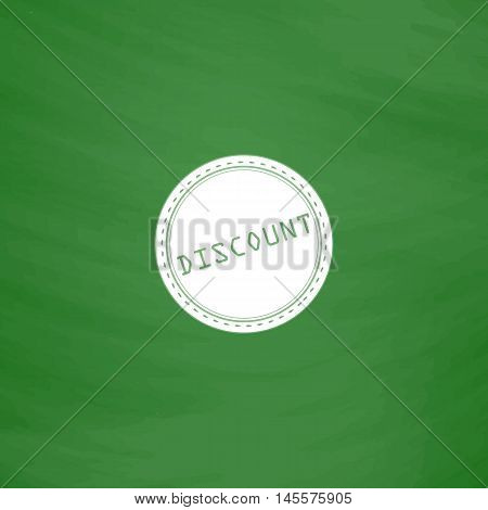Discount Simple vector button. Imitation draw icon with white chalk on blackboard. Flat Pictogram and School board background. Illustration symbol