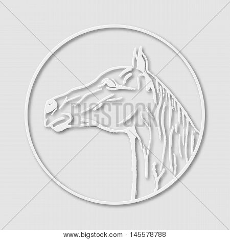 Papery logo emblem template mascot symbol of horse head for business or shirt design. Vector vintage design element