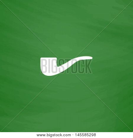 Tobacco pipe Simple vector button. Imitation draw icon with white chalk on blackboard. Flat Pictogram and School board background. Illustration symbol