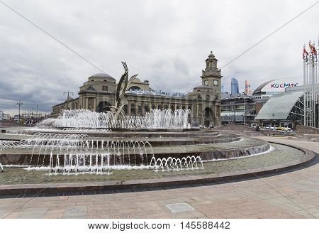 Kievsky train station and international business centre as seen from the Moskva River embankment. Moscow Russia september04. 2016