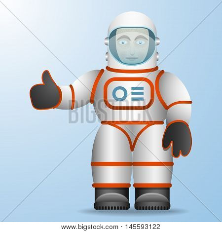 Astronaut in a white suit. Cartoon style. Vector Image.
