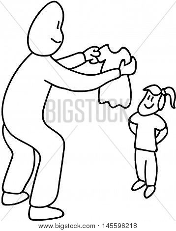 Little Girl gets a new dress caring people helping the needy