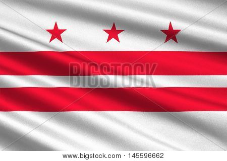 Flag of Washington D.C. formally the District of Columbia of the United States. 3D illustration
