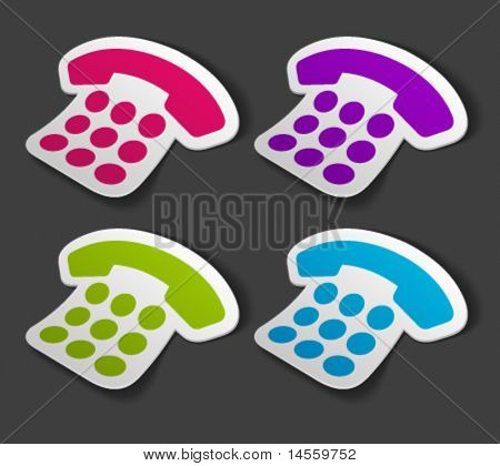 Vektör telefon simgesi etiket ayarlayın. Saydam Gölge kolay arka planı değiştirmek ve renkleri düzenlemek.