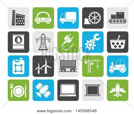 Silhouette Business and industry icons - vector icon set