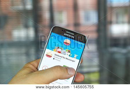 MONTREAL CANADA - AUGUST 24 2016 : Facebook Stickered app. Stickered for Messenger is an official app developed by Facebook that lets you add hundred of stickers to your photos in a very simple way