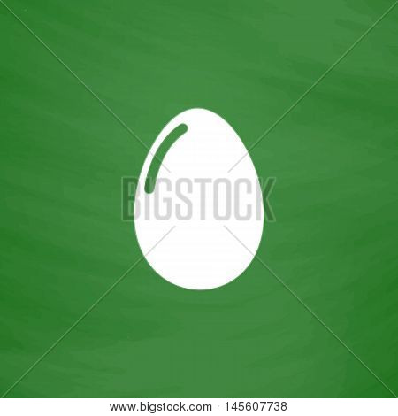 Egg Simple vector button. Imitation draw icon with white chalk on blackboard. Flat Pictogram