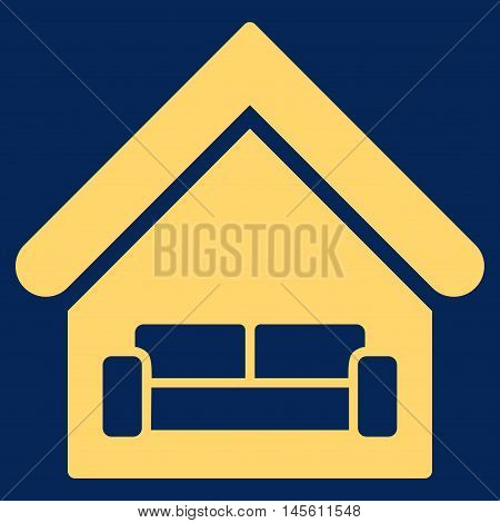 House Interrior icon. Vector style is flat iconic symbol yellow color blue background.