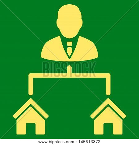 Realty Manager icon. Vector style is flat iconic symbol yellow color green background.
