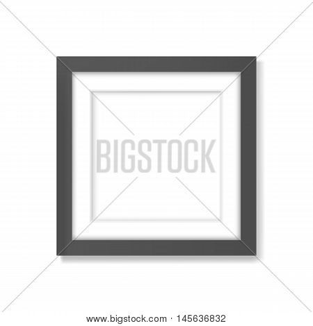 Square realistic black frame with passe-partout mockup
