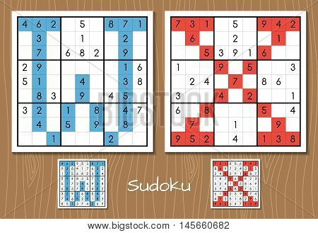 Sudoku vector set with answers. W, X letters