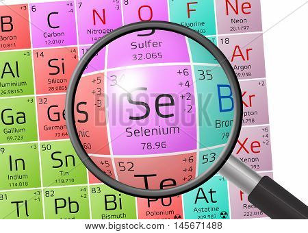 Element Of Selenium With Magnifying Glass