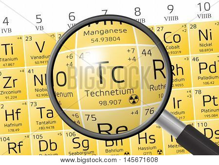 Element Of Technetium With Magnifying Glass