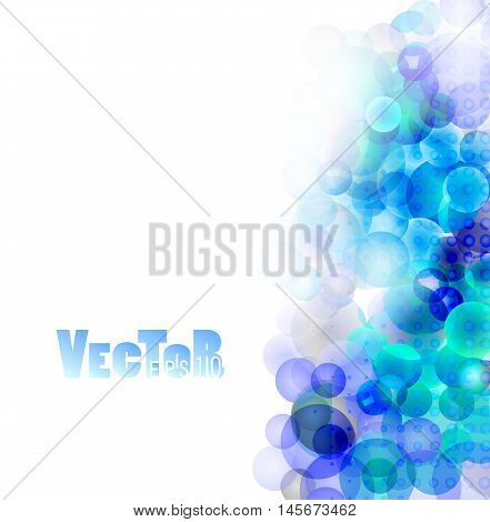 Abstract circles of different sizes bubbles blue and green hues translucent.