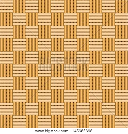 Simple woven wicker texture. Light brown background. Imitation rattan or willow weaving. Vector Image.