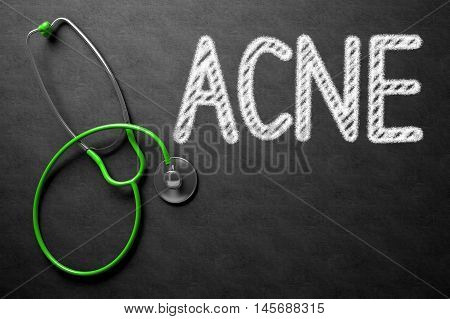 Black Chalkboard with Acne - Medical Concept. Medical Concept: Acne - Medical Concept on Black Chalkboard. 3D Rendering.