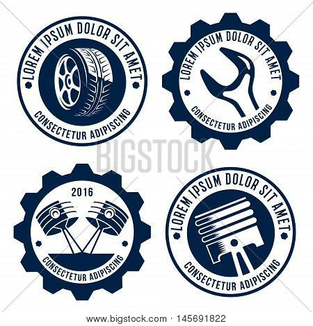 Car wheel, transportation related emblem, logo, icons and symbols
