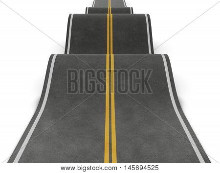 Straight Road With Irregularities. Bumpy Road With Ups And Downs.3D Conceptual Illustration.