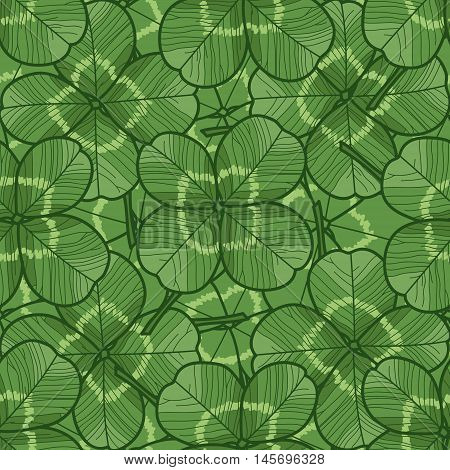 Clever trefoil vector seamless pattern green leaves
