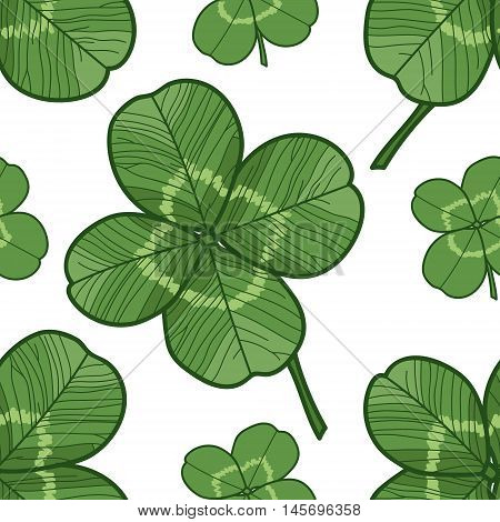 Clever trefoil vector seamless pattern green leaves