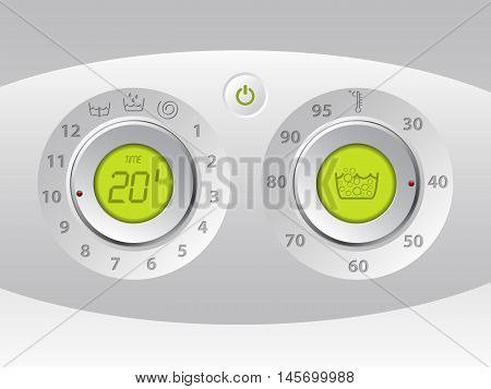 Wash machine manual and digital control panel with green lcd