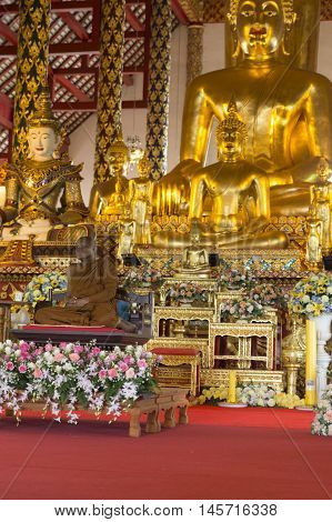 Buddhist Monk Sit In Temple