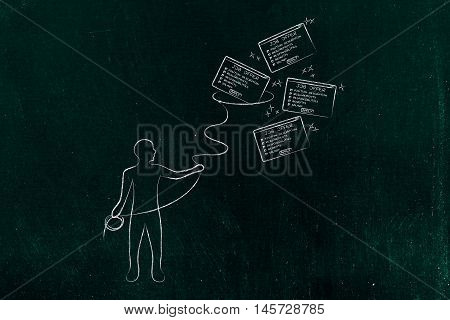 Man With Lasso Catching A Group Of Falling Job Offers, Filter Applications