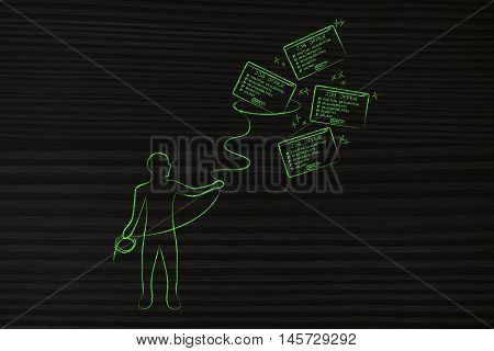 Man With Lasso Catching A Group Of Falling Job Offers, Filter Applications