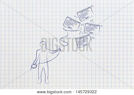 Man With Lasso Catching A Group Of Falling Job Offers, Filter Applications