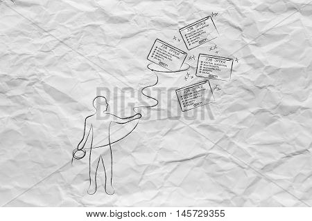 Man With Lasso Catching A Group Of Falling Job Offers, Filter Applications