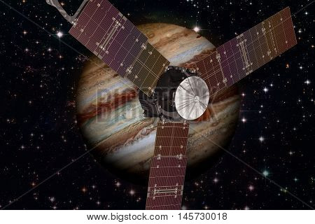 Juno Spacecraft And Jupiter.
