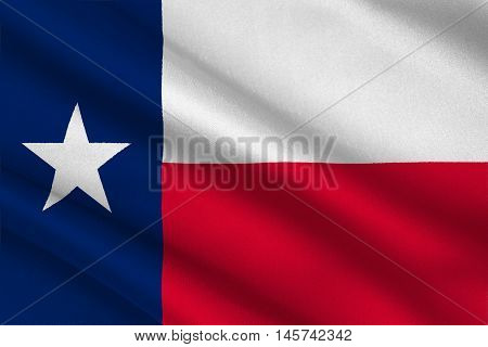 Flag of Texas is the second largest state of United States. 3D illustration