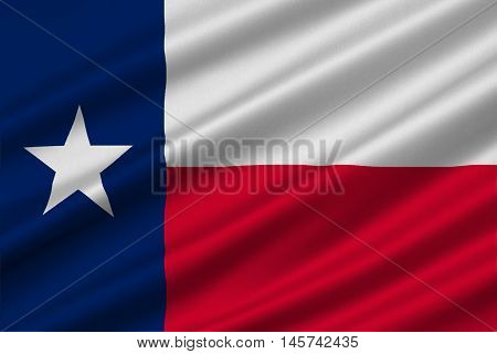 Flag of Texas is the second largest state of United States. 3D illustration