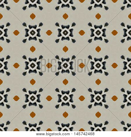 Brown and black ornament on grey background