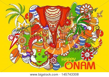 easy to edit vector illustration of Happy Onam  holiday for South India festival background