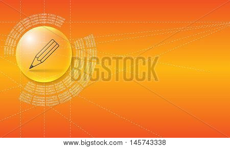 Vector abstract background with a circular binary code and pencil