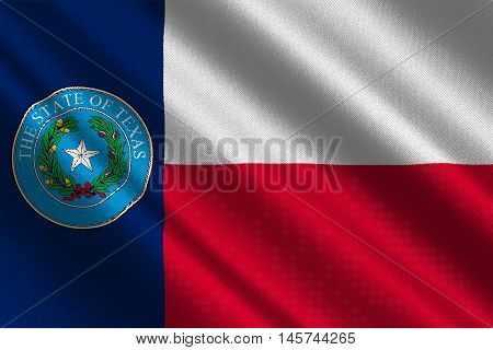 Flag of Texas is the second largest state of United States. 3D illustration