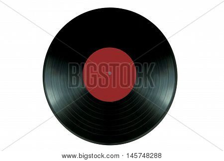 Close up of a vinyl record lp on a wooden table
