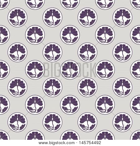 Flowers Lotus Polka Dot Flat Simlpe Seamless Pattern Vector Illustraton
