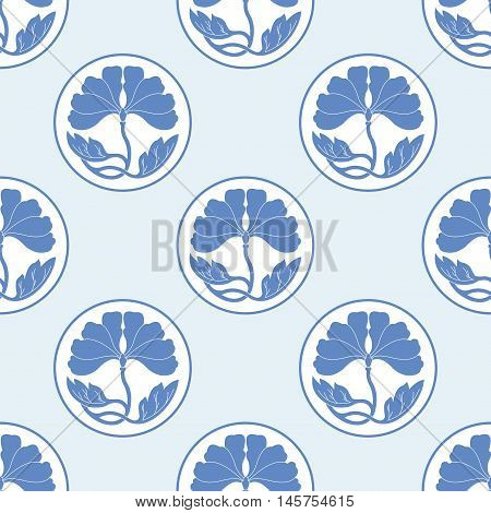 Flowers Lotus Polka Dot Flat Simlpe Seamless Pattern Vector Illustraton