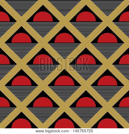 Abstract Geometric Half Round Patterns And Triangles.seamless Pattern In Turquoise Color