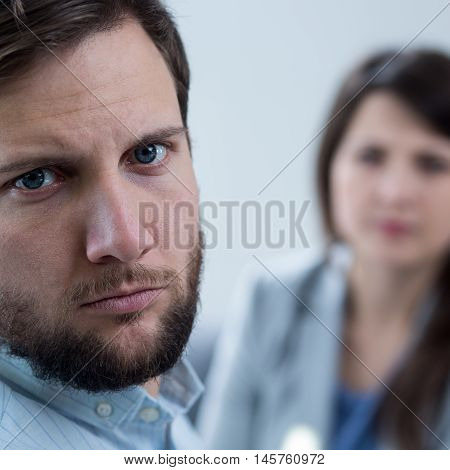 Stressed Man During Psychotherapy